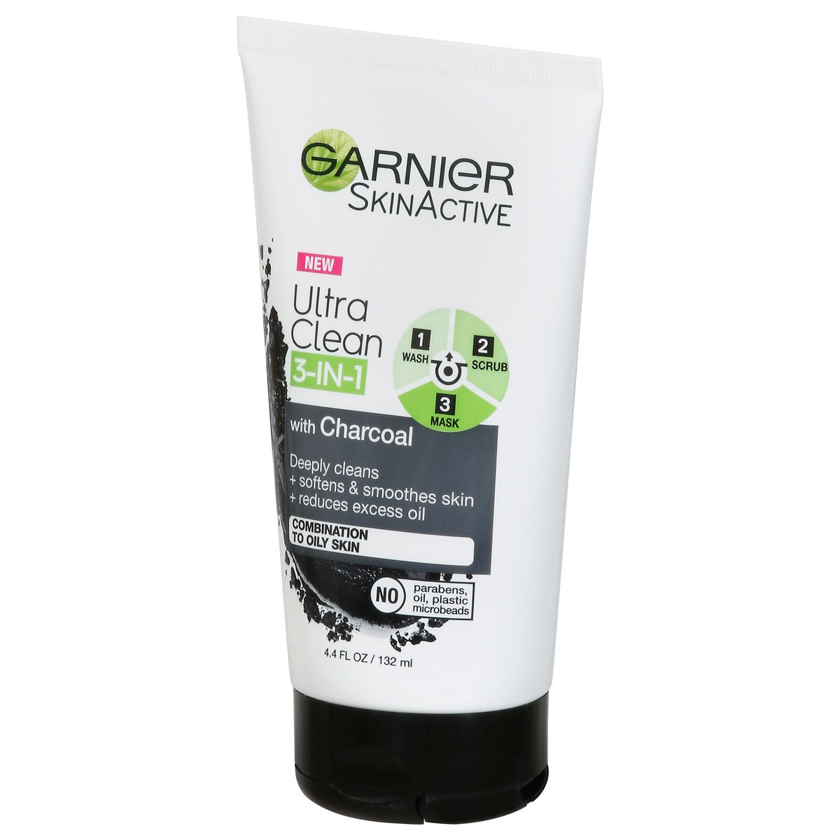 slide 4 of 12, Garnier SkinActive Charcoal 3 in 1 Face Wash Scrub and Mask, 4.4 fl oz