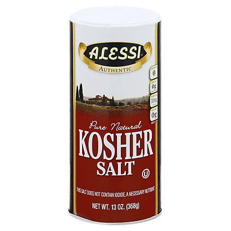 slide 1 of 1, Alessi Salt Pure Natural Kosher, 13 oz