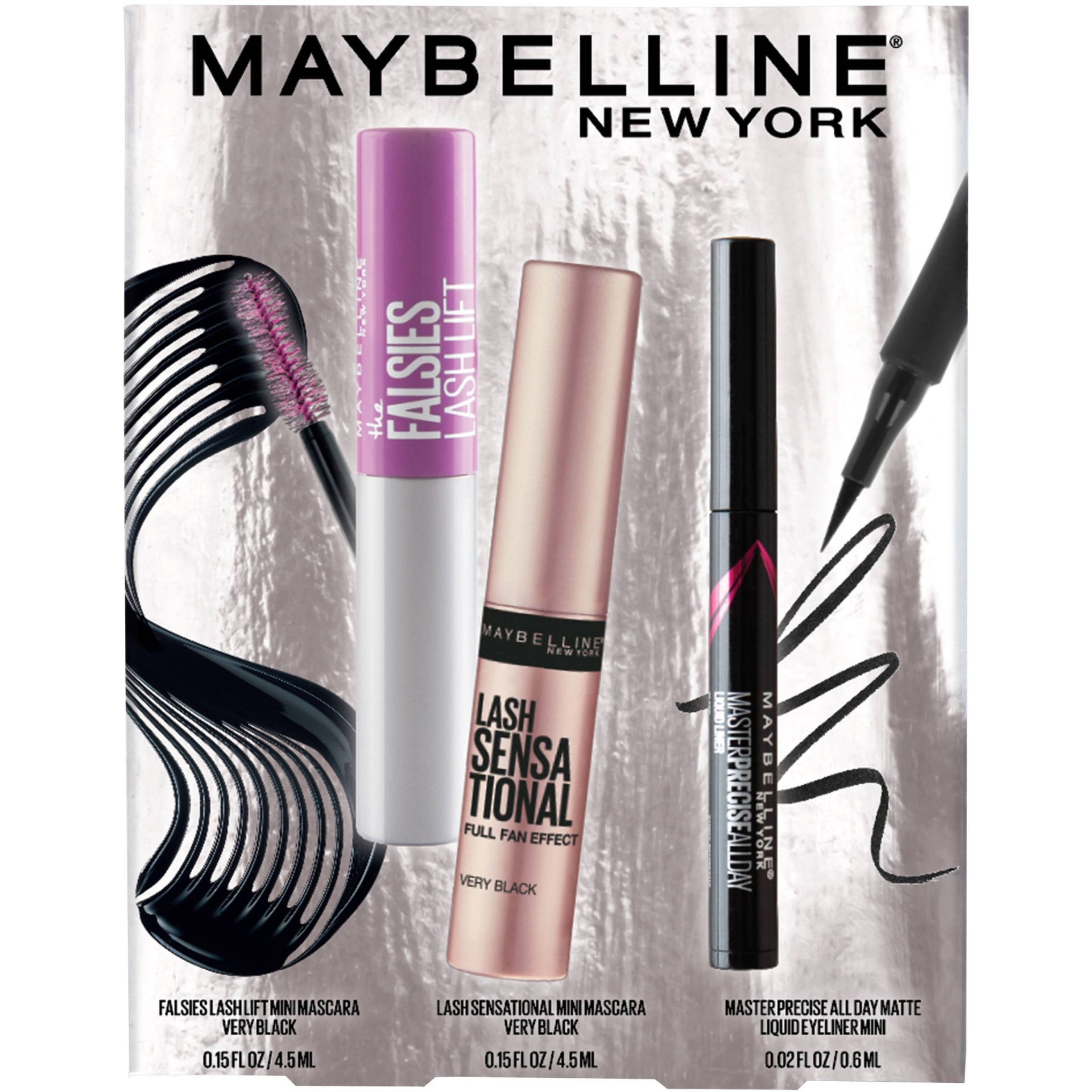 slide 1 of 3, Maybelline Gift of Glam Mini Mascara and Eyeliner Makeup Set - Very Black, 3 ct