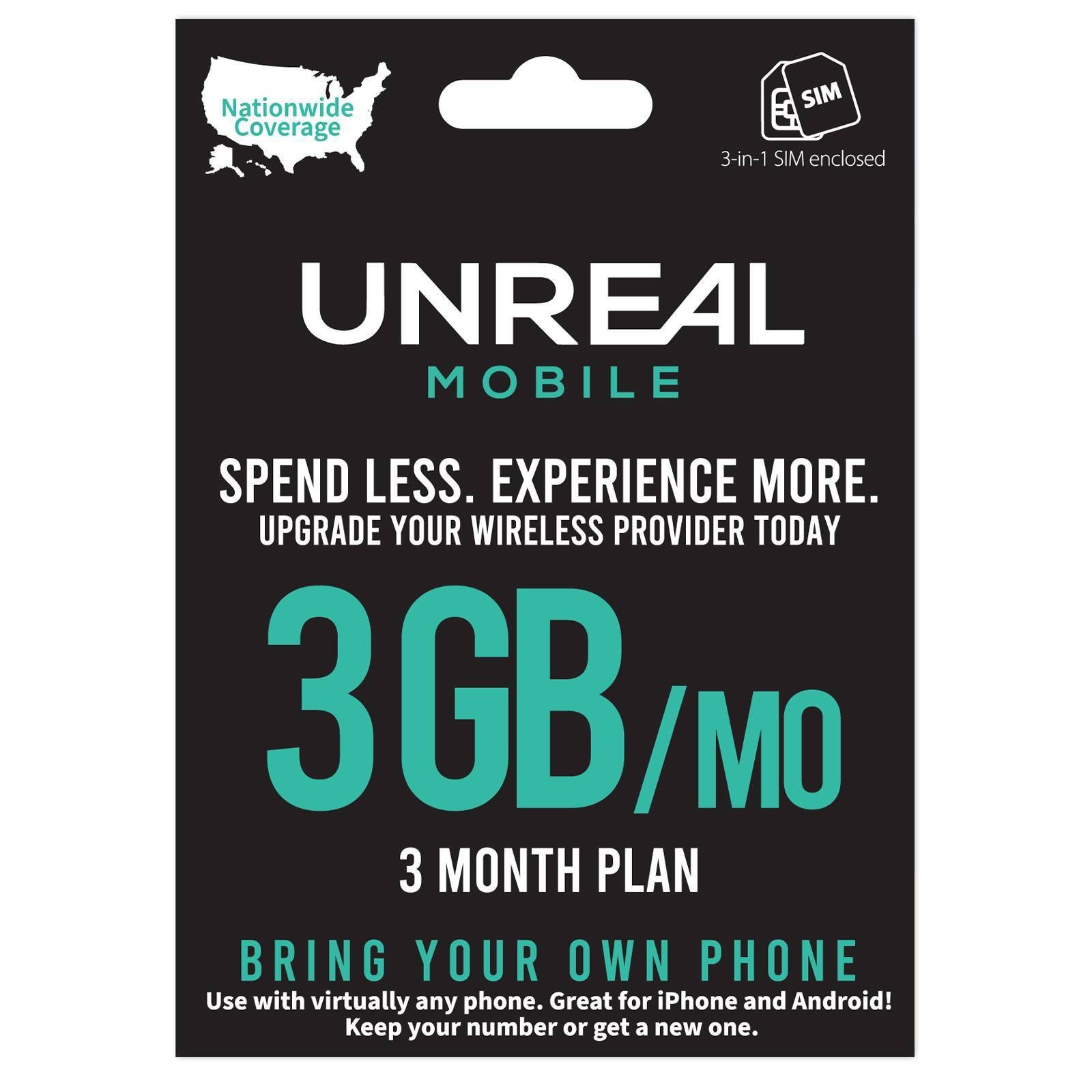 slide 1 of 3, Unreal SIM Kit 3-Month - Black, 3 gram