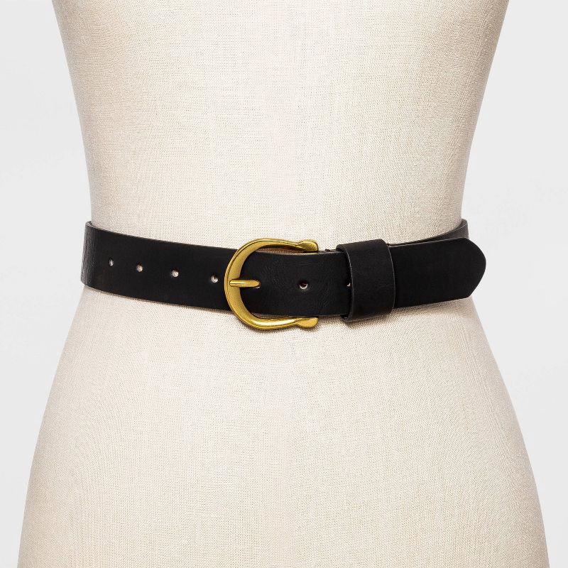 slide 2 of 2, Women's Solid Horseshoe Belt - Universal Thread™ Black L, 1 ct