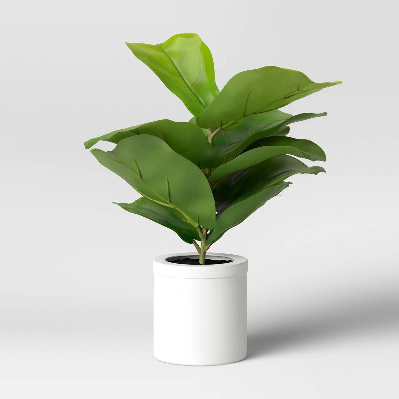 slide 1 of 4, 15" x 10" Artificial Fiddle Leaf Plant in Pot - Threshold™, 1 ct