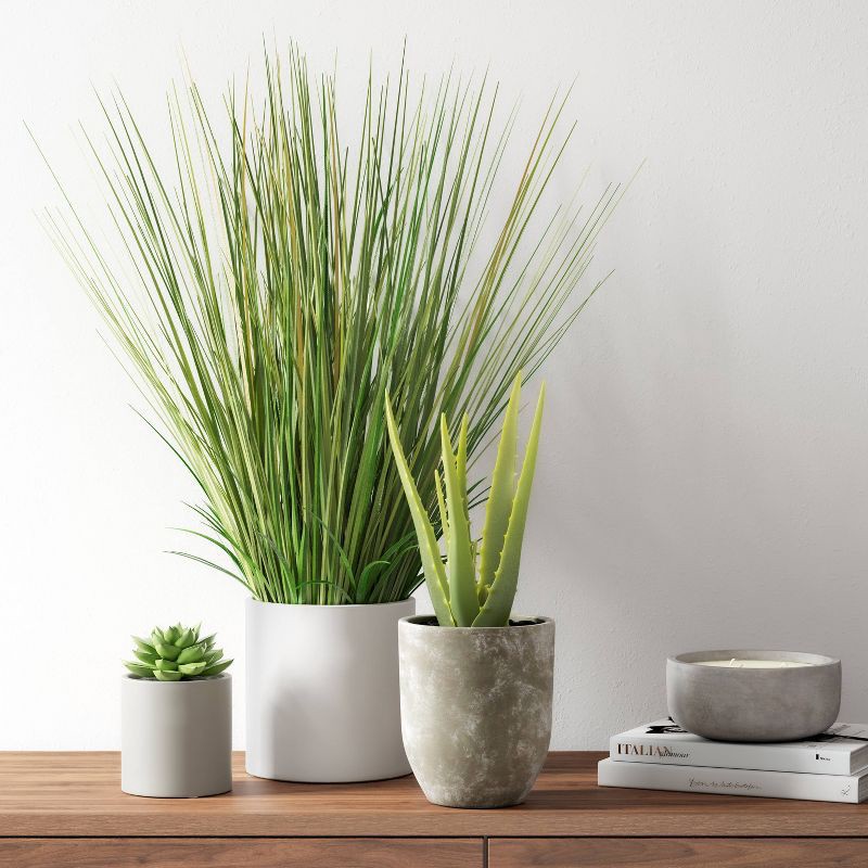 slide 2 of 4, 25" x 15" Artificial Onion Grass Arrangement in Ceramic Pot - Threshold™: Indoor Faux Foliage Decor, 1 ct