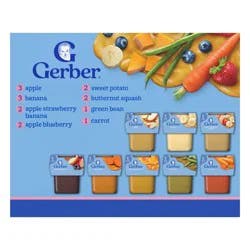 Gerber Non-GMO Baby Food Stage 2 Fruit & Veggie Puree Tubs 16 Variety Pack - 128oz