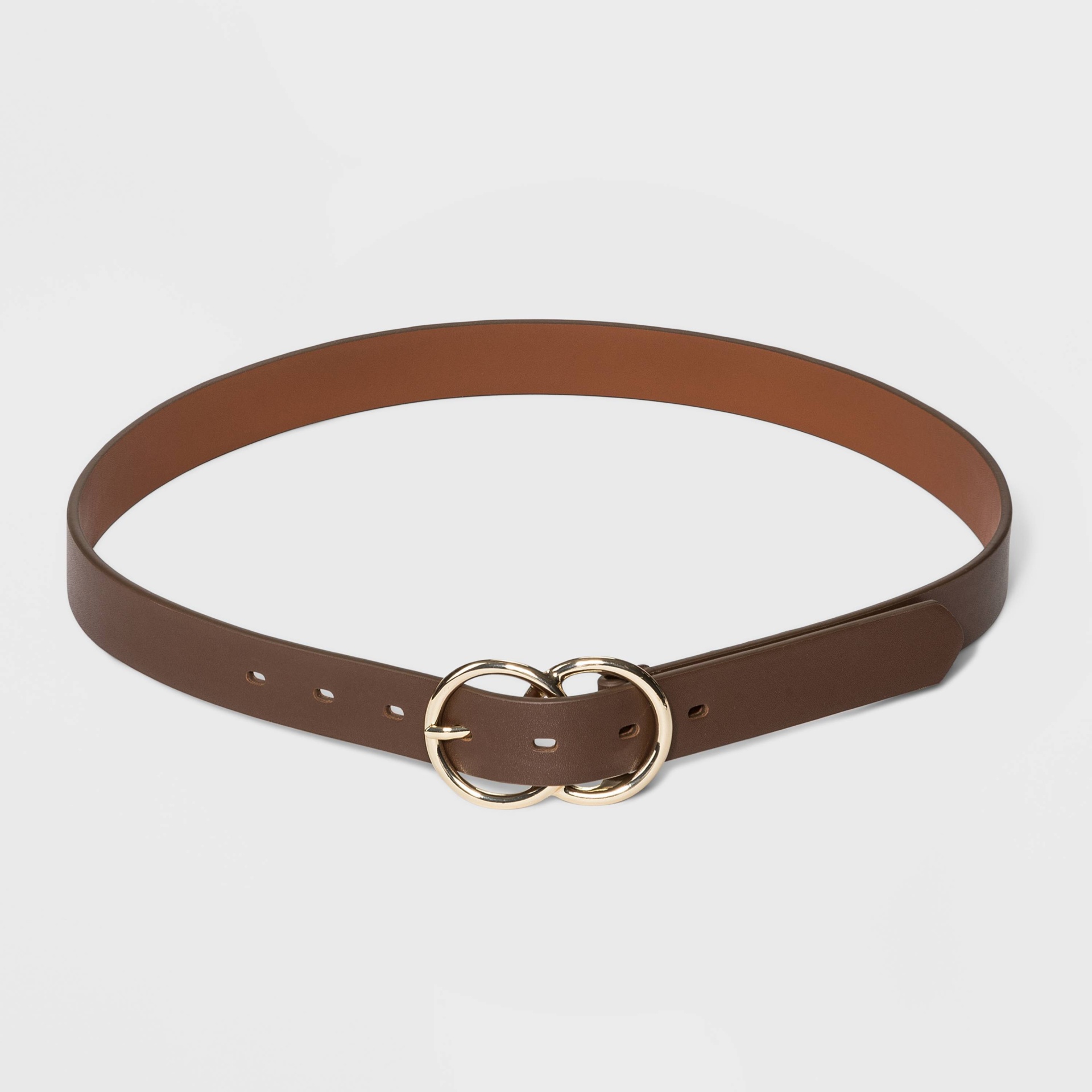 slide 1 of 2, Women's Double Buckle Belt - A New Day Brown M, 8 ct