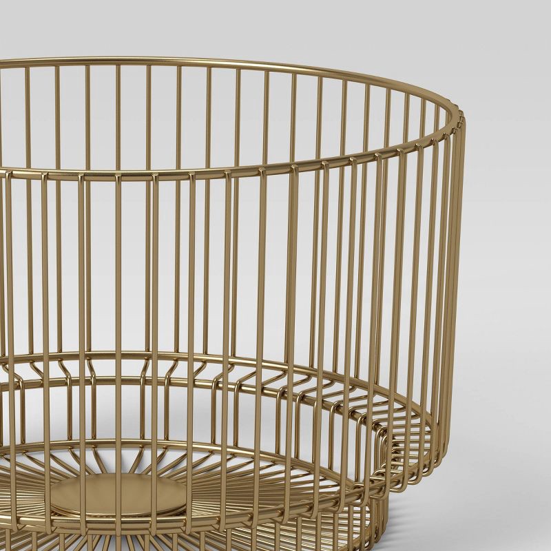 slide 3 of 3, 18" x 11" Metal Wire Basket with Gold Finish - Threshold™: Iron Frame, Modern Decor, Round Storage Solution, 1 ct