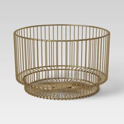 18" x 11" Metal Wire Basket with Gold Finish - Threshold™: Iron Frame, Modern Decor, Round Storage Solution