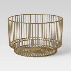 18" x 11" Metal Wire Basket with Gold Finish - Threshold™: Iron Frame, Modern Decor, Round Storage Solution