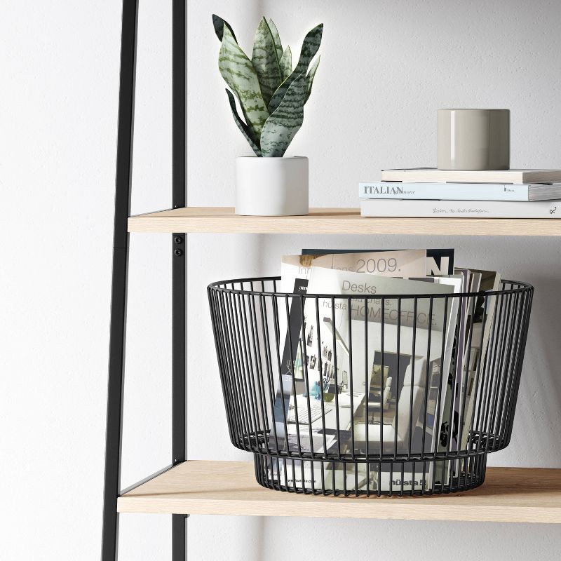 slide 2 of 3, 18" x 11" Metal Wire Basket with Black Finish - Threshold™: Modern Iron Storage, Round Shape, 1 ct