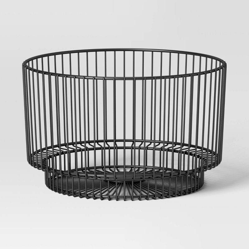slide 1 of 3, 18" x 11" Metal Wire Basket with Black Finish - Threshold™: Modern Iron Storage, Round Shape, 1 ct