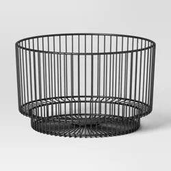 18" x 11" Metal Wire Basket with Black Finish - Threshold™: Modern Iron Storage, Round Shape