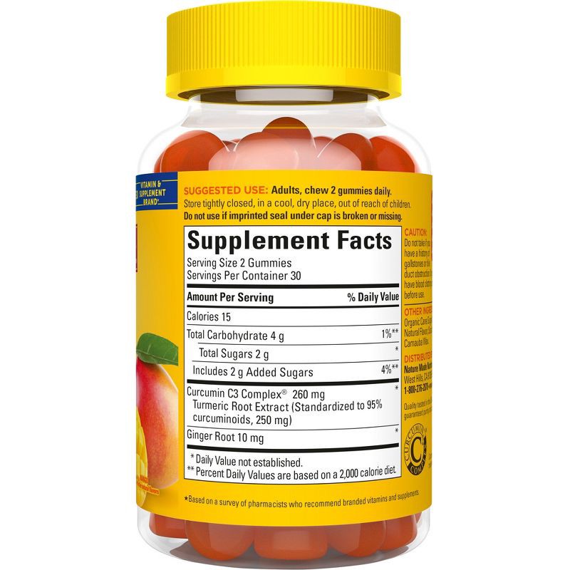 slide 7 of 7, Nature Made Turmeric 250mg Gummies - 60ct, 250mg, 60 ct