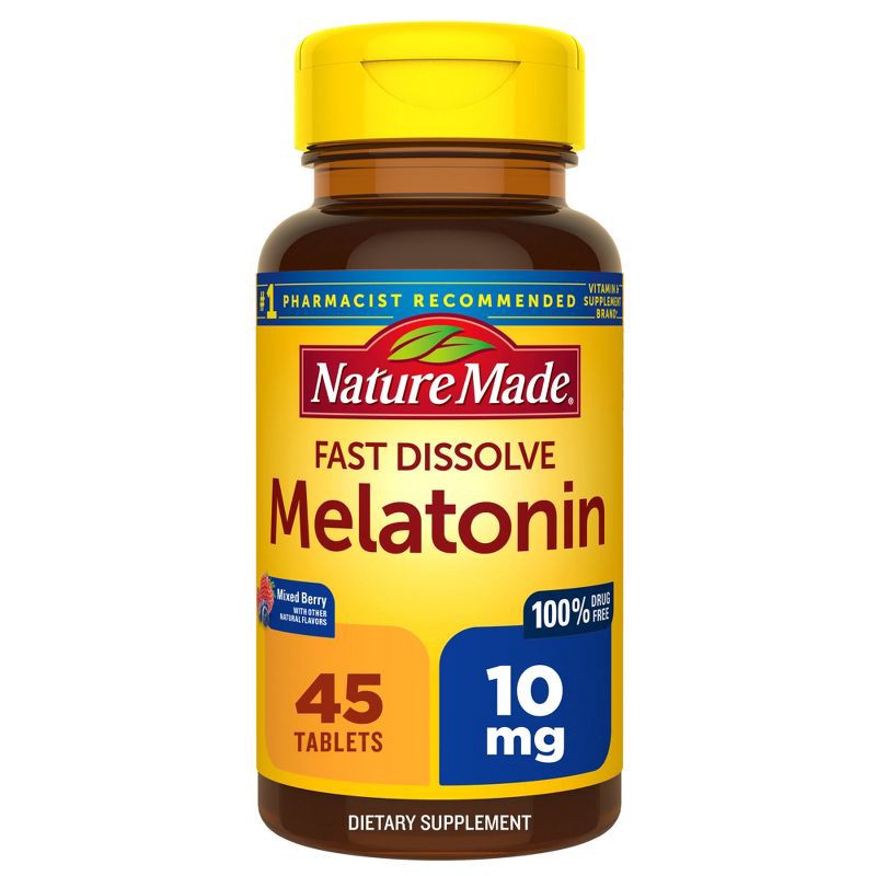 slide 1 of 8, Nature Made Fast Dissolve Melatonin Maximum Strength 100% Drug Free Sleep Aid 10mg Tablets - 45ct, 45 ct; 10 mg