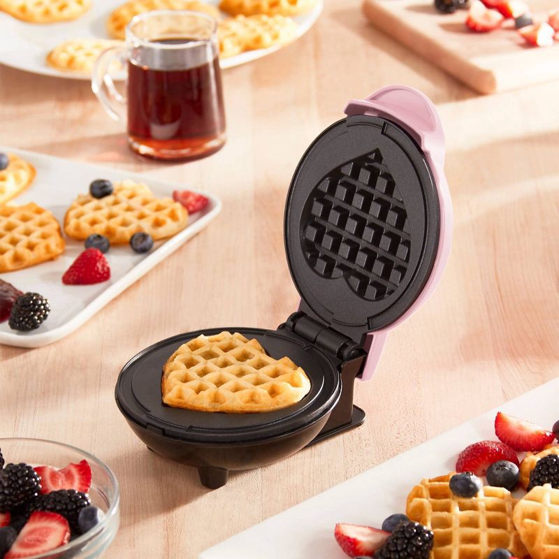 slide 4 of 4, Dash Pink Heart Mini Waffle Maker, 1 ct