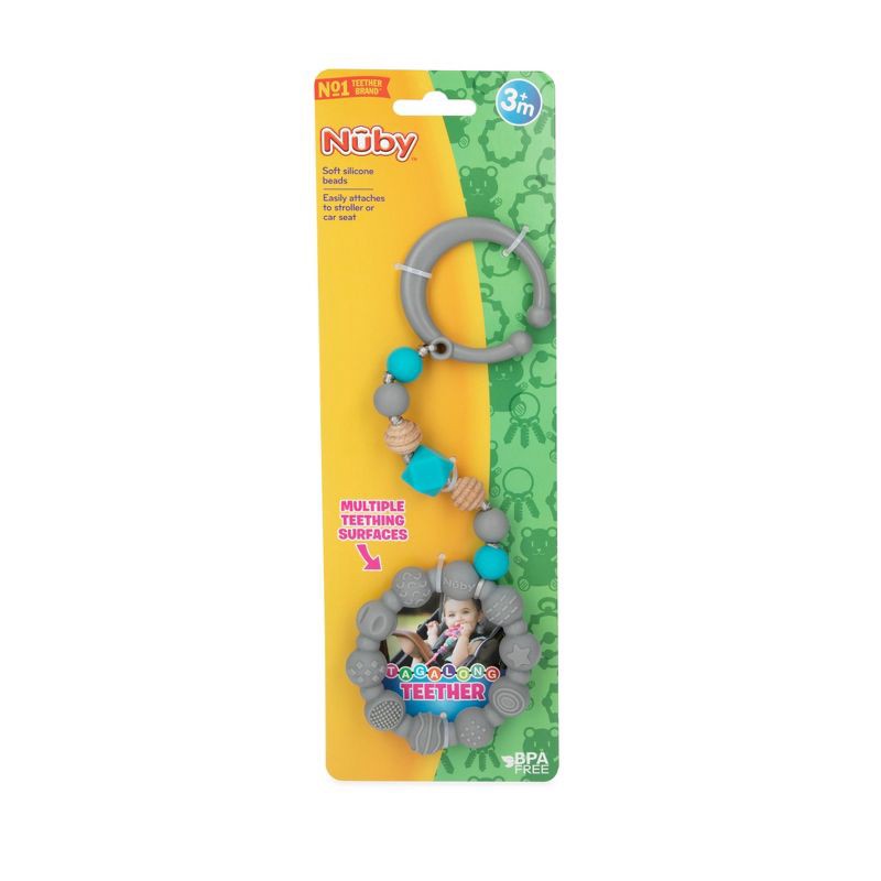 slide 3 of 4, Nuby Tag-A-Long Teether - Gray, 1 ct