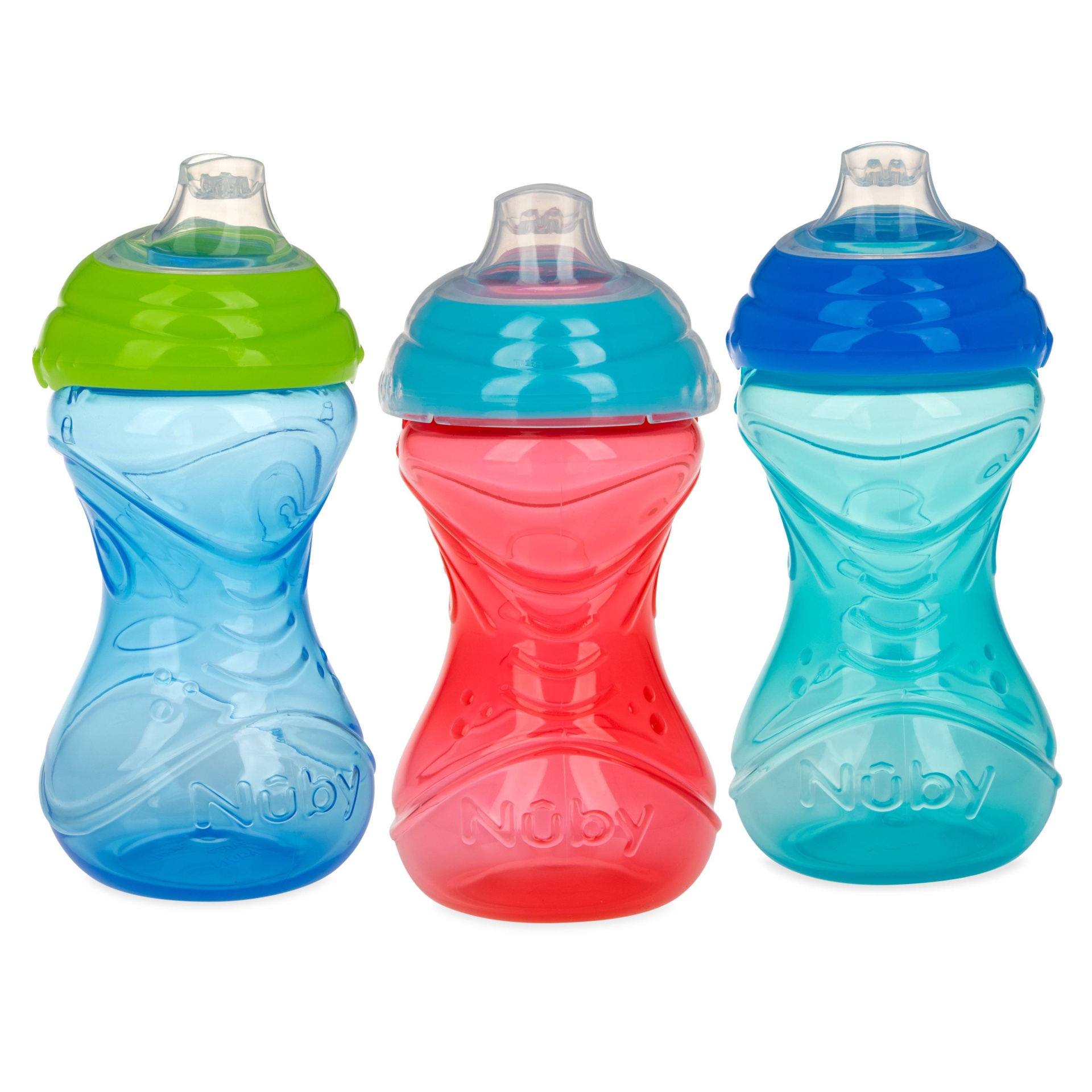 Nuby Cup Click-It Soft Spout Cup - Aqua/Blue/Red 3 ct; 10 oz