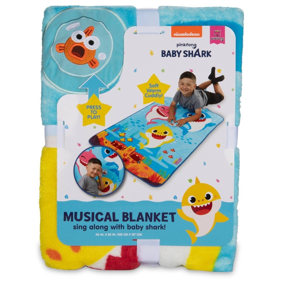 slide 3 of 3, Baby Shark Musical Blanket, 1 ct