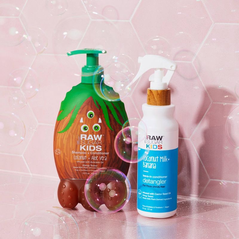 slide 3 of 3, Raw Sugar Kids' Leave-In Conditioning Detangler - Coconut Milk + Banana - 6 fl oz, 6 fl oz