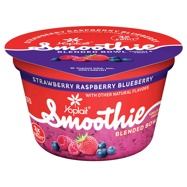 slide 1 of 1, Yoplait Smoothie Yogurt & Fruit Blended Bowl, Strawberry Raspberry Blueberry, 5.3 oz