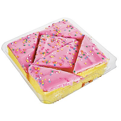 slide 1 of 1, H-E-B Yellow Cake with Pink Icing and Sprinkles, 1 ct