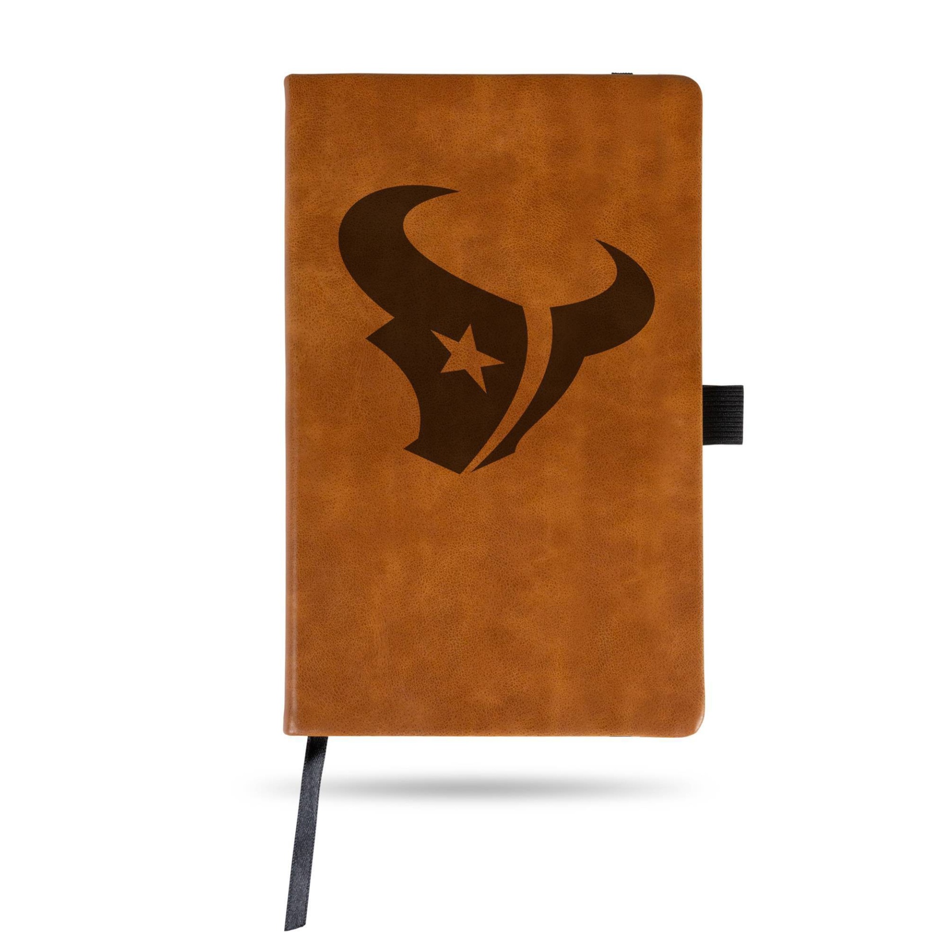 slide 1 of 3, NFL Houston Texans Laser Engraved Brown Leather Padfolio, 1 ct