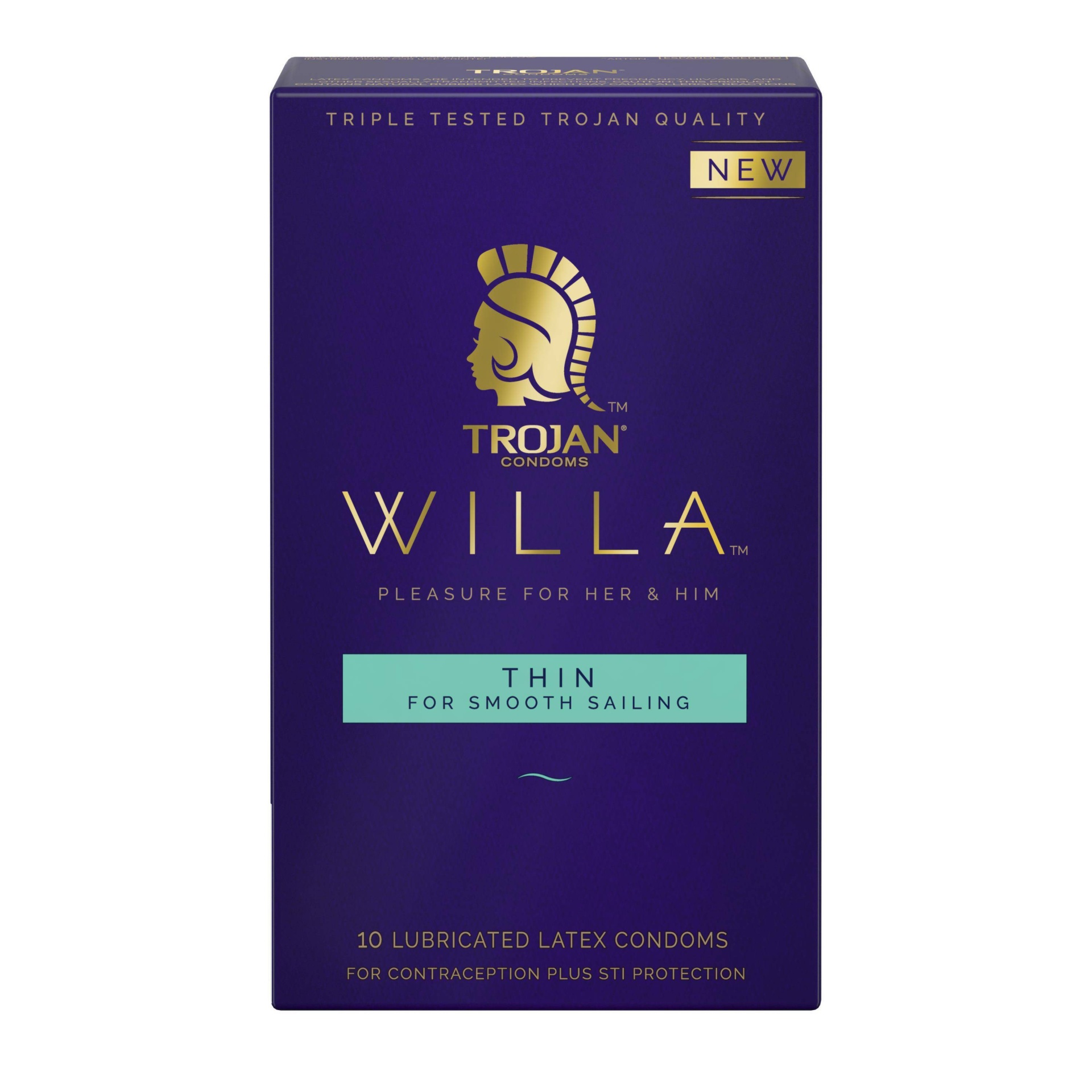 slide 1 of 4, Trojan Willa Thin Condoms, 10 ct