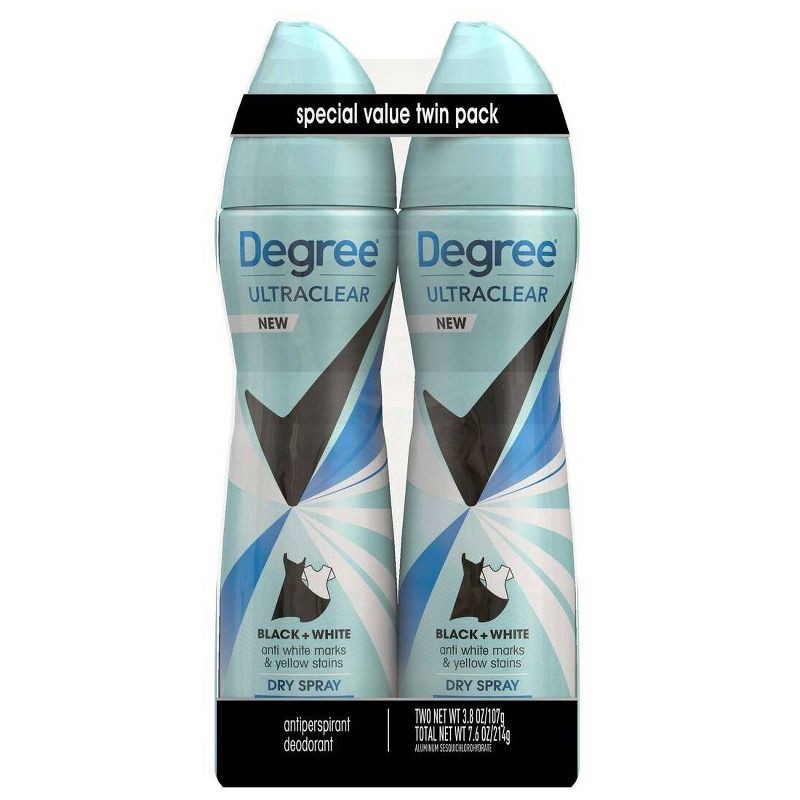 slide 2 of 9, Degree Ultra Clear Black + White Pure Clean Antiperspirant & Deodorant Dry Spray - 3.8oz/2ct, 2 ct; 3.8 oz