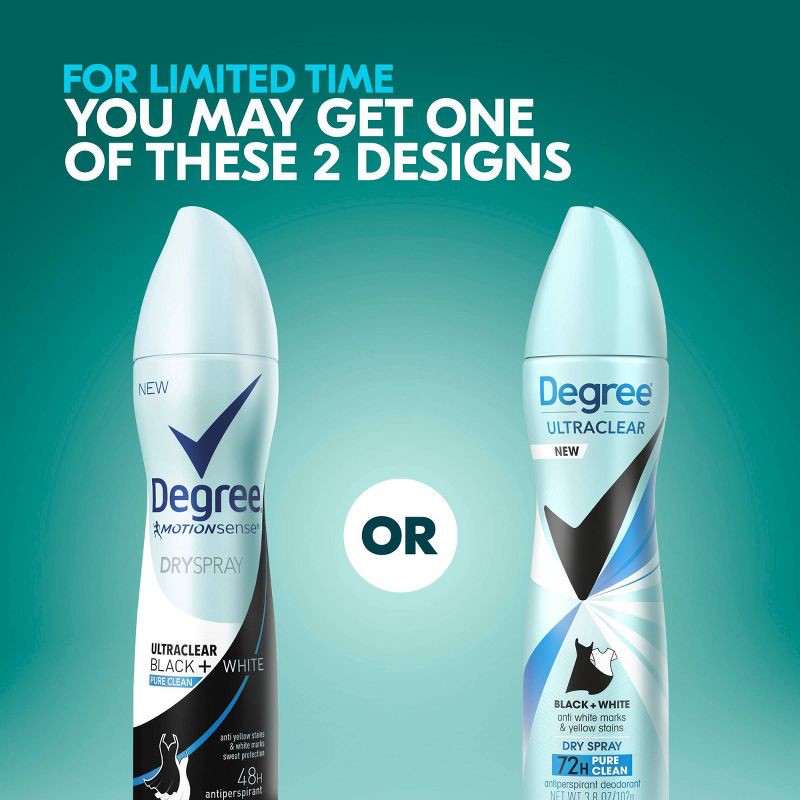 slide 6 of 8, Degree Ultra Clear Black + White Pure Clean Antiperspirant & Deodorant Dry Spray - 3.8oz/2ct, 2 ct; 3.8 oz