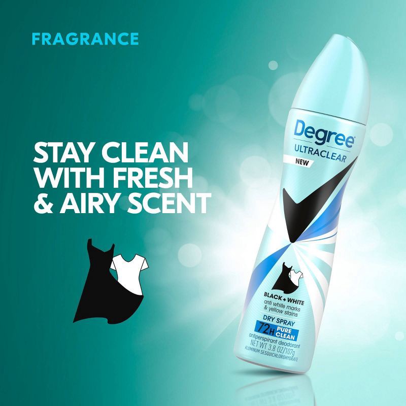 slide 8 of 8, Degree Ultra Clear Black + White Pure Clean Antiperspirant & Deodorant Dry Spray - 3.8oz/2ct, 2 ct; 3.8 oz