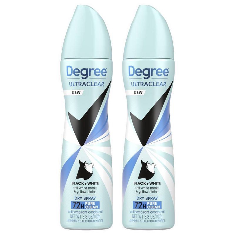 slide 1 of 8, Degree Ultra Clear Black + White Pure Clean Antiperspirant & Deodorant Dry Spray - 3.8oz/2ct, 2 ct; 3.8 oz