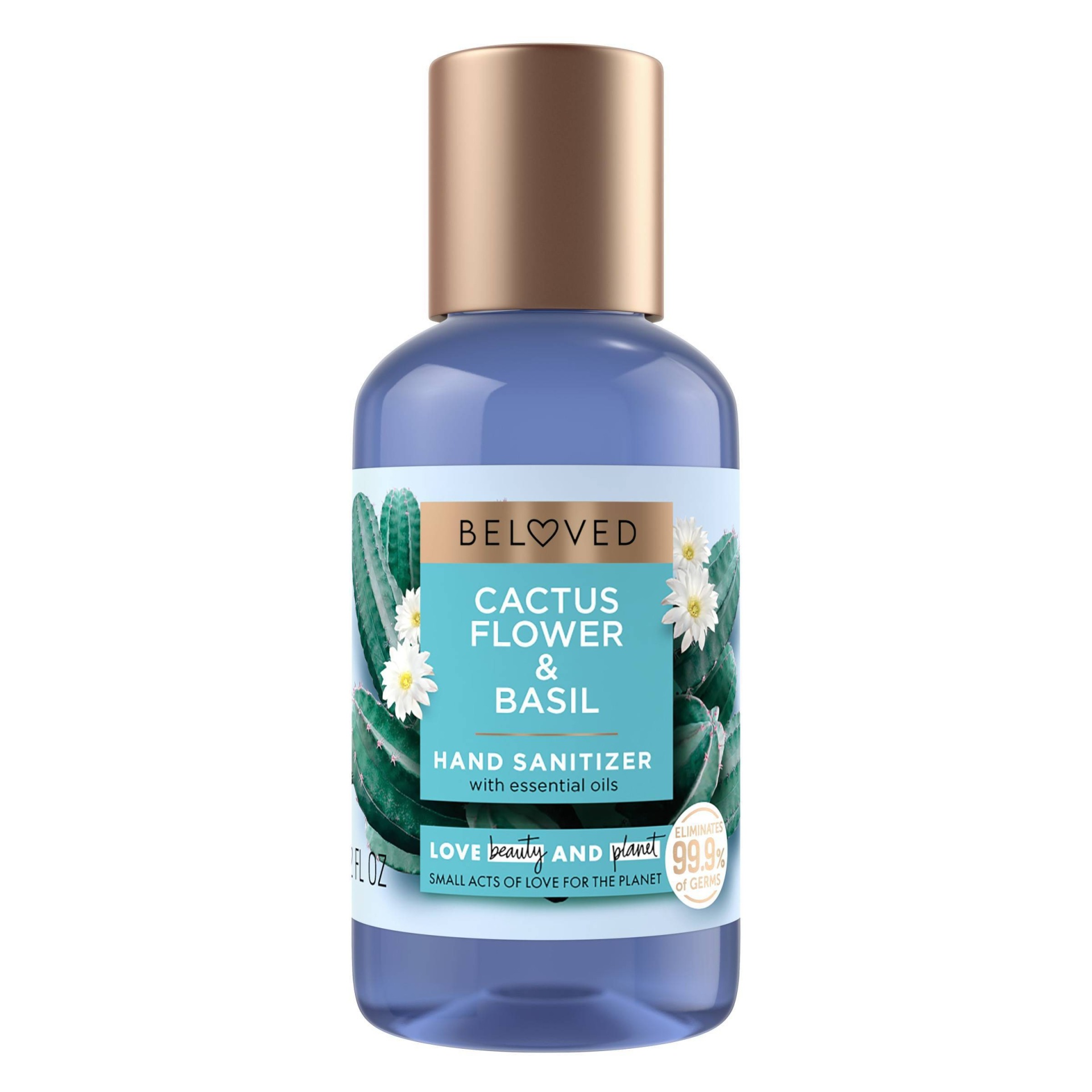 slide 1 of 8, Beloved Cactus Flower & Basil Hand Sanitizer, 2 fl oz