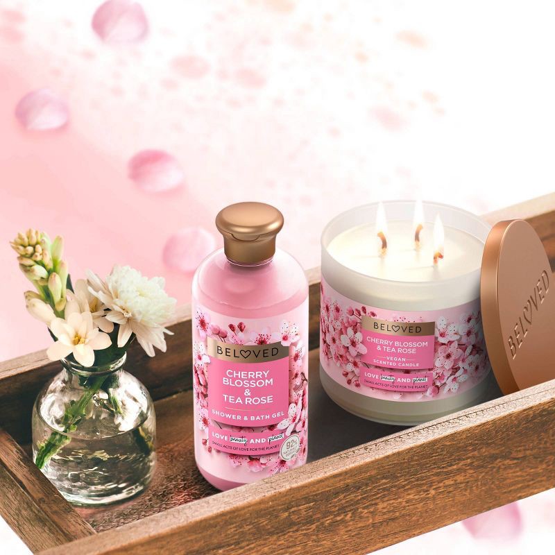 slide 3 of 8, Beloved Cherry Blossom & Tea Rose Shower & Bath Gel 11.8oz, 11.8 oz