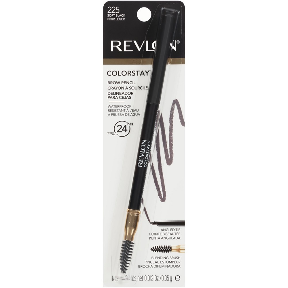 slide 4 of 4, Revlon ColorStay Waterproof Brow Pencil with Brush and Angled Tip - 225 Soft Black - 0.012oz, 0.012 oz