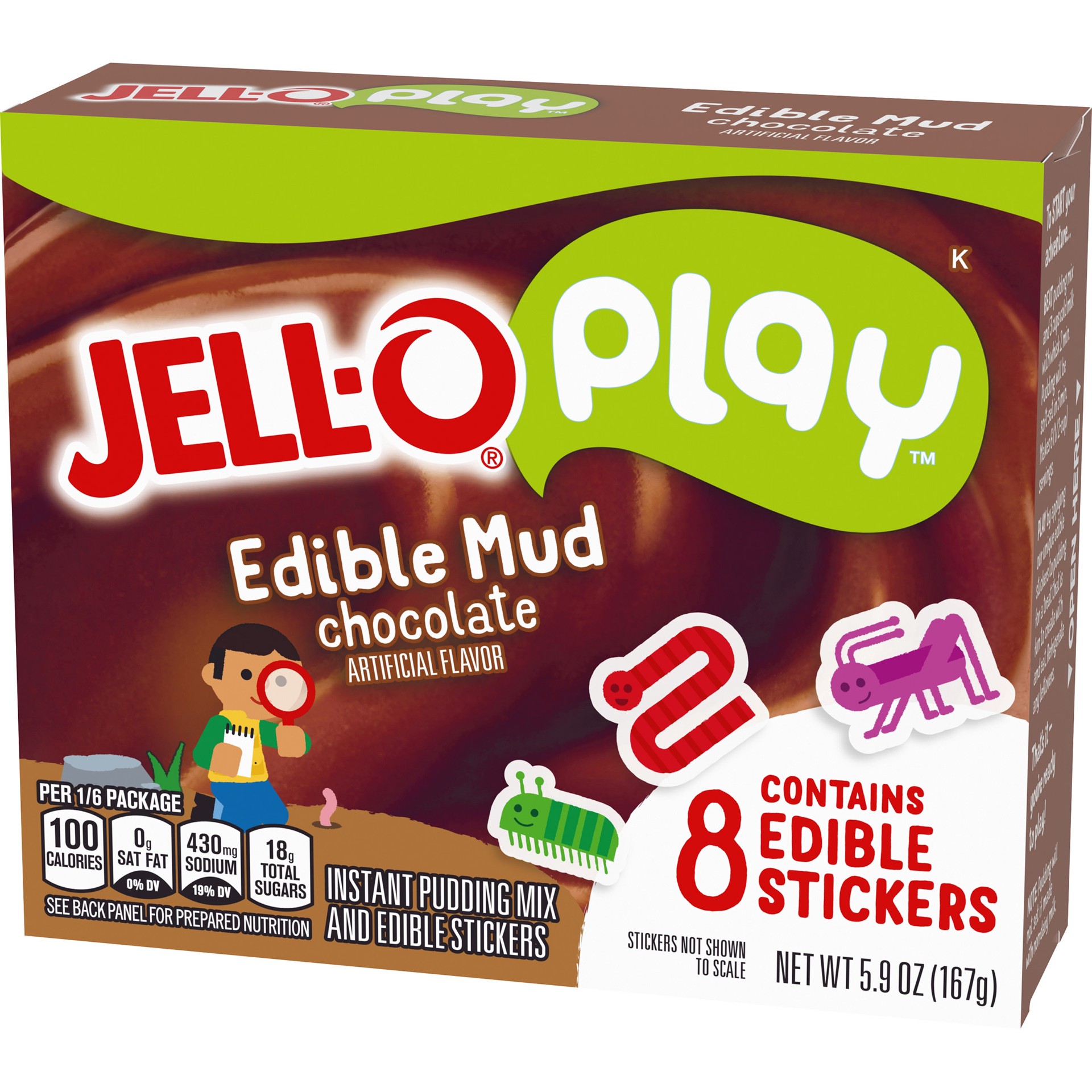 slide 4 of 10, Jell-O Play Edible Mud Chocolate Instant Pudding Mix & Edible Stickers Kit, 5.9 oz Box, 5.9 oz