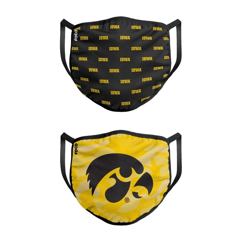 slide 2 of 3, NCAA Iowa Hawkeyes Adult Face Covering, 2 ct