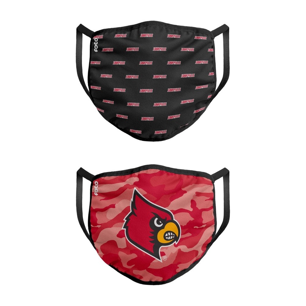 NCAA Louisville Cardinals Adult Face Covering 2 ct