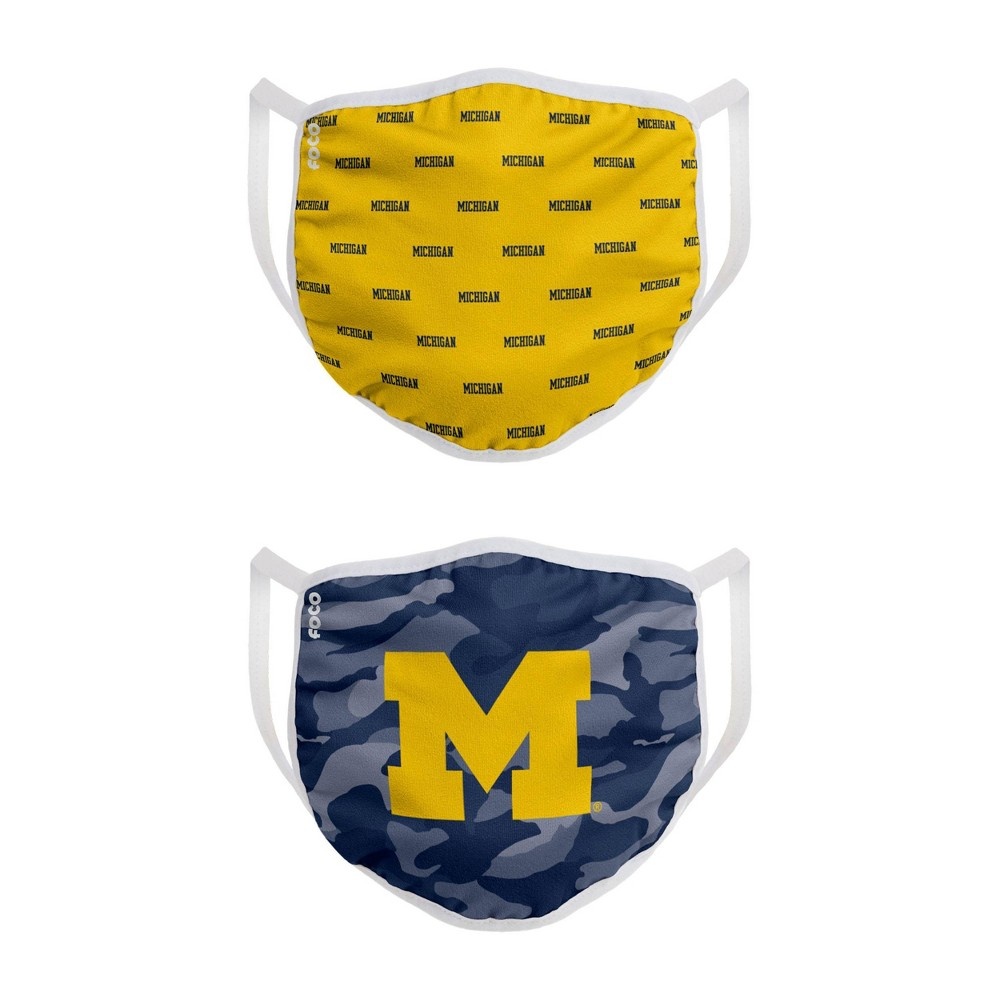 slide 2 of 3, NCAA Michigan Wolverines Adult Face Covering, 2 ct