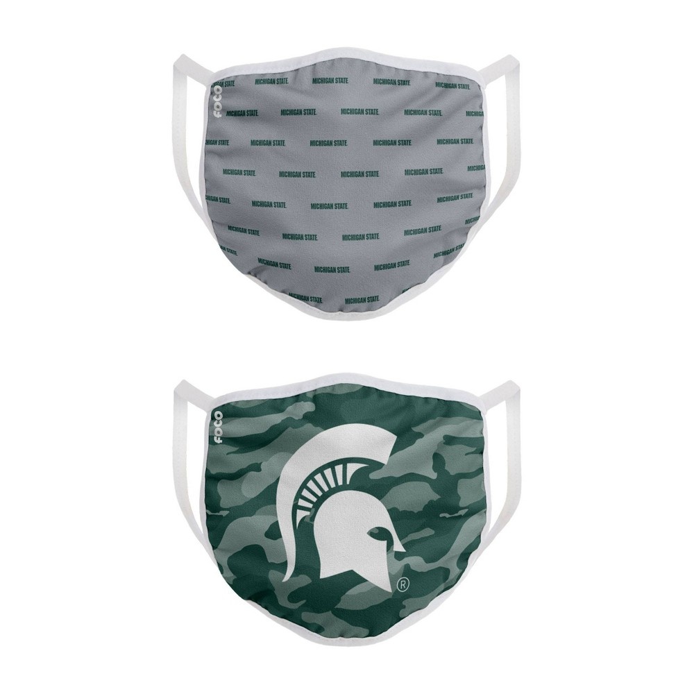 slide 2 of 3, NCAA Michigan State Spartans Adult Face Covering, 2 ct