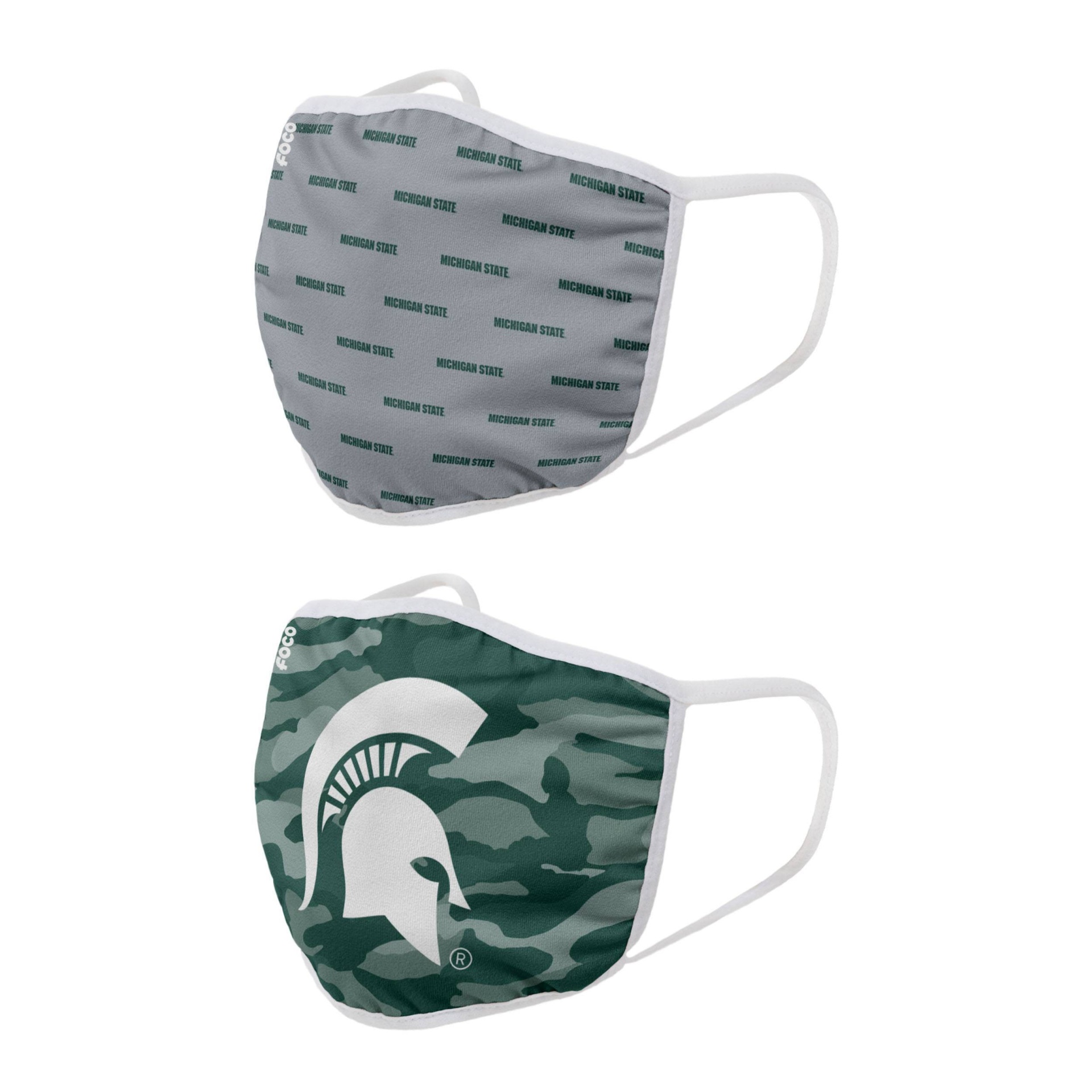 slide 1 of 3, NCAA Michigan State Spartans Adult Face Covering, 2 ct