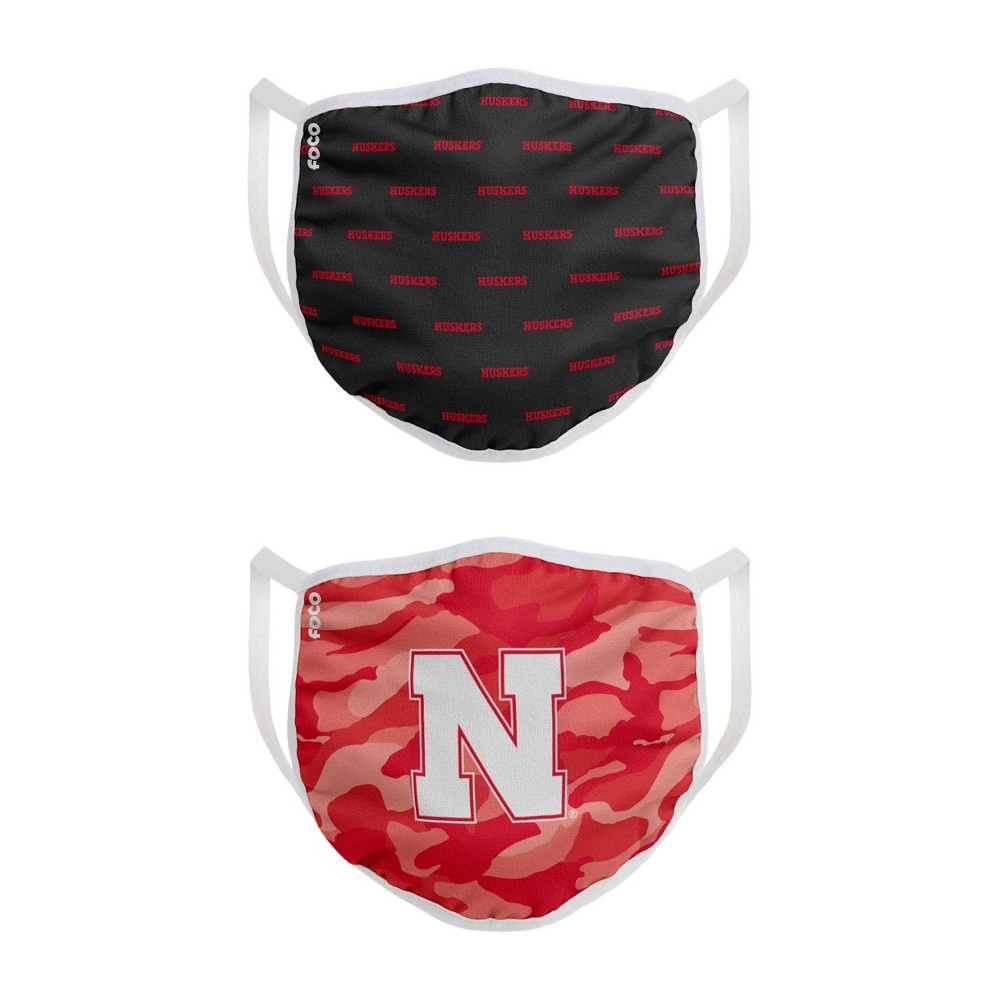 slide 2 of 3, NCAA Nebraska Cornhuskers Adult Face Covering, 2 ct