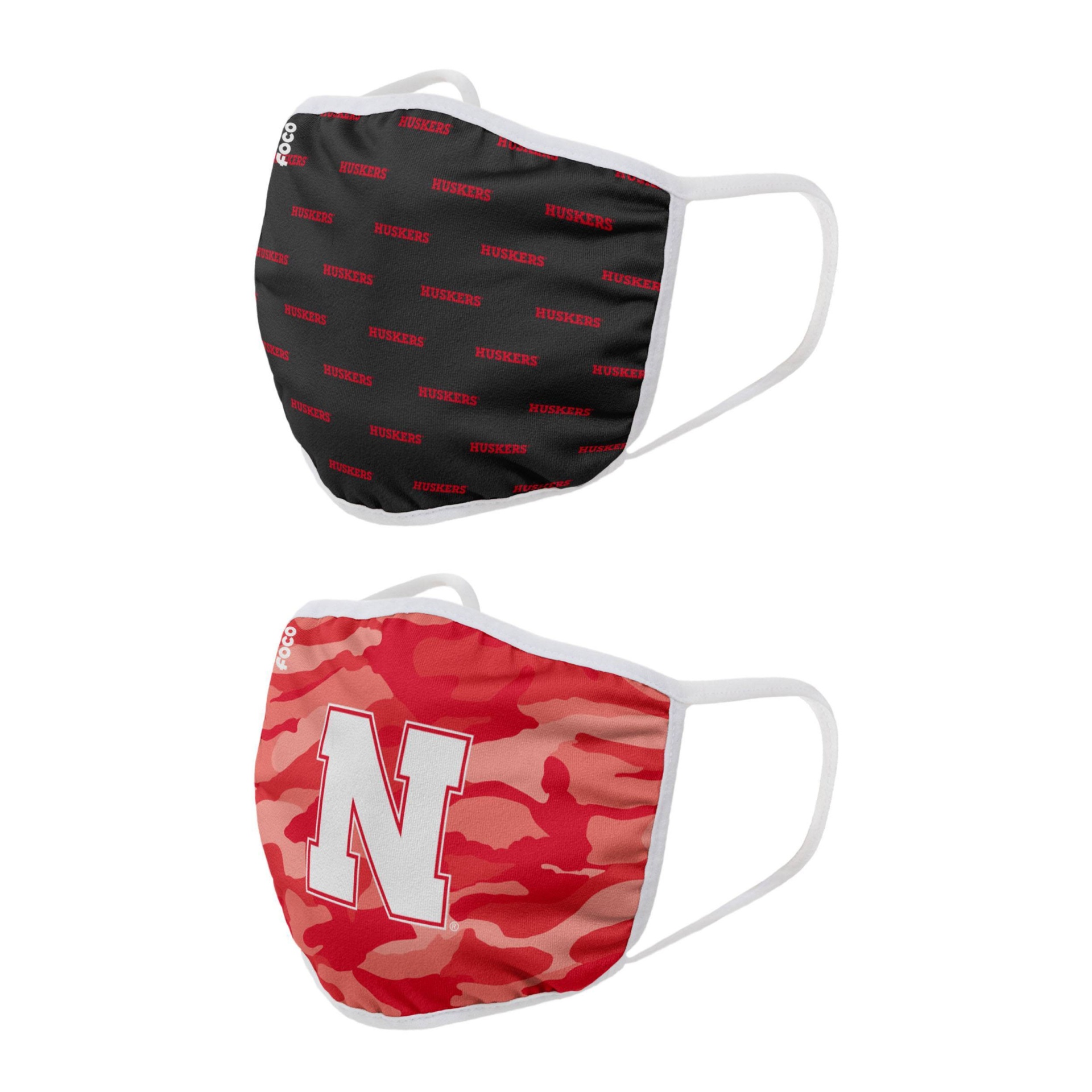 slide 1 of 3, NCAA Nebraska Cornhuskers Adult Face Covering, 2 ct