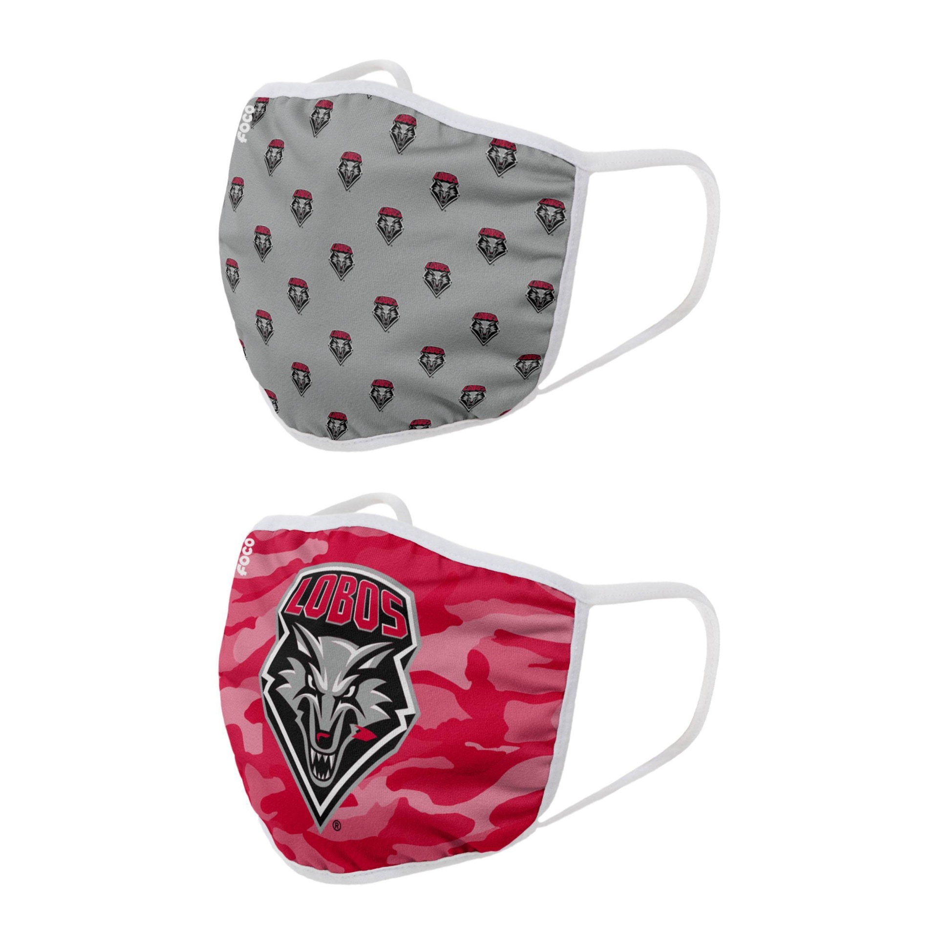 slide 1 of 3, NCAA New Mexico Lobos Adult Face Covering, 2 ct