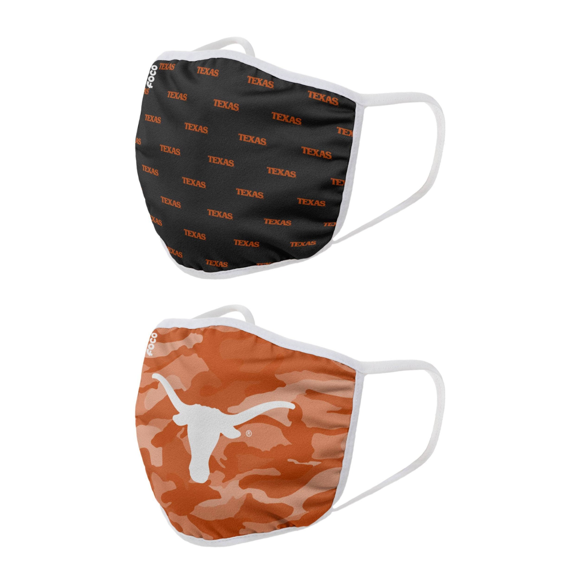 slide 1 of 3, NCAA Texas Longhorns Adult Face Covering, 2 ct