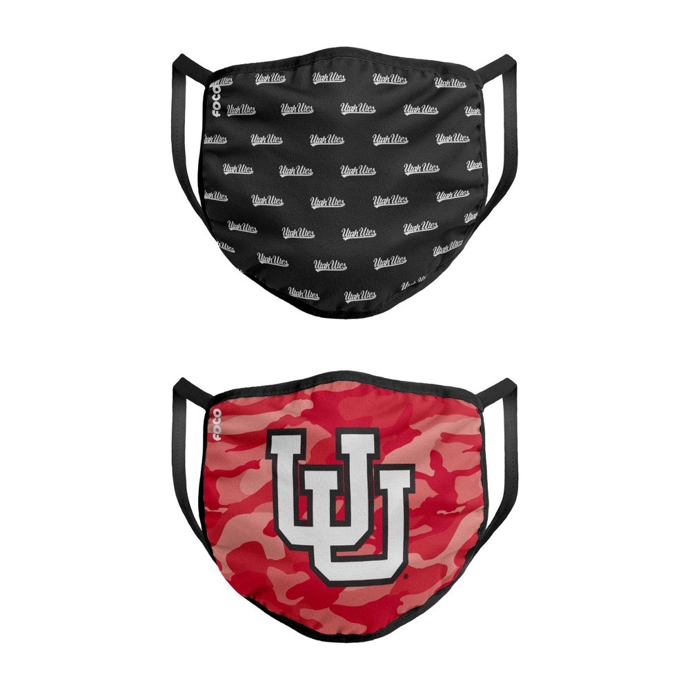 slide 2 of 3, NCAA Utah Utes Adult Face Covering, 2 ct