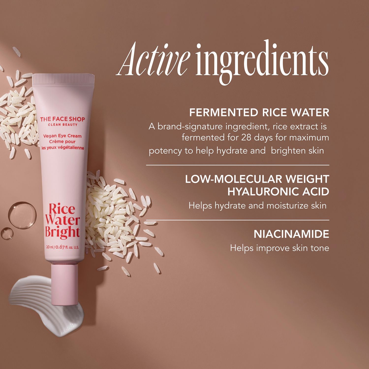 slide 2 of 8, THE FACE SHOP Rice Water Bright Vegan Eye Cream, 0.67 oz