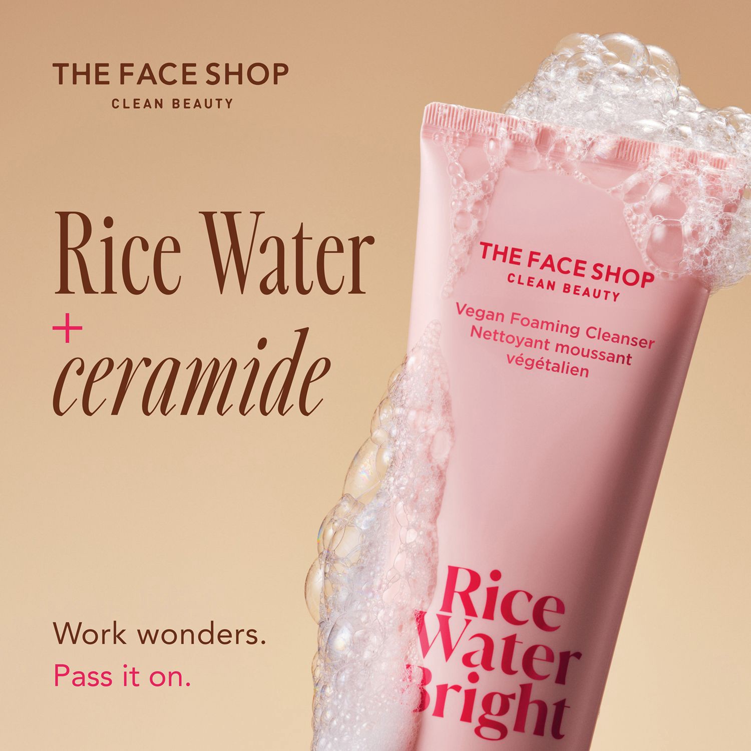 slide 3 of 7, The Face Shop Vegan Rice Water Bright Foaming Cleanser 5.0 fl oz, 5 fl oz
