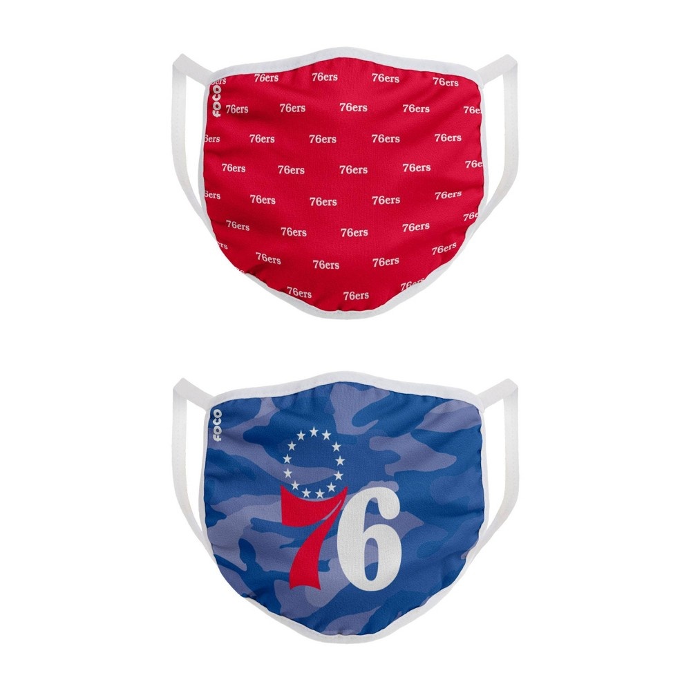 slide 2 of 3, NBA Philadelphia 76ers Adult Face Covering, 2 ct