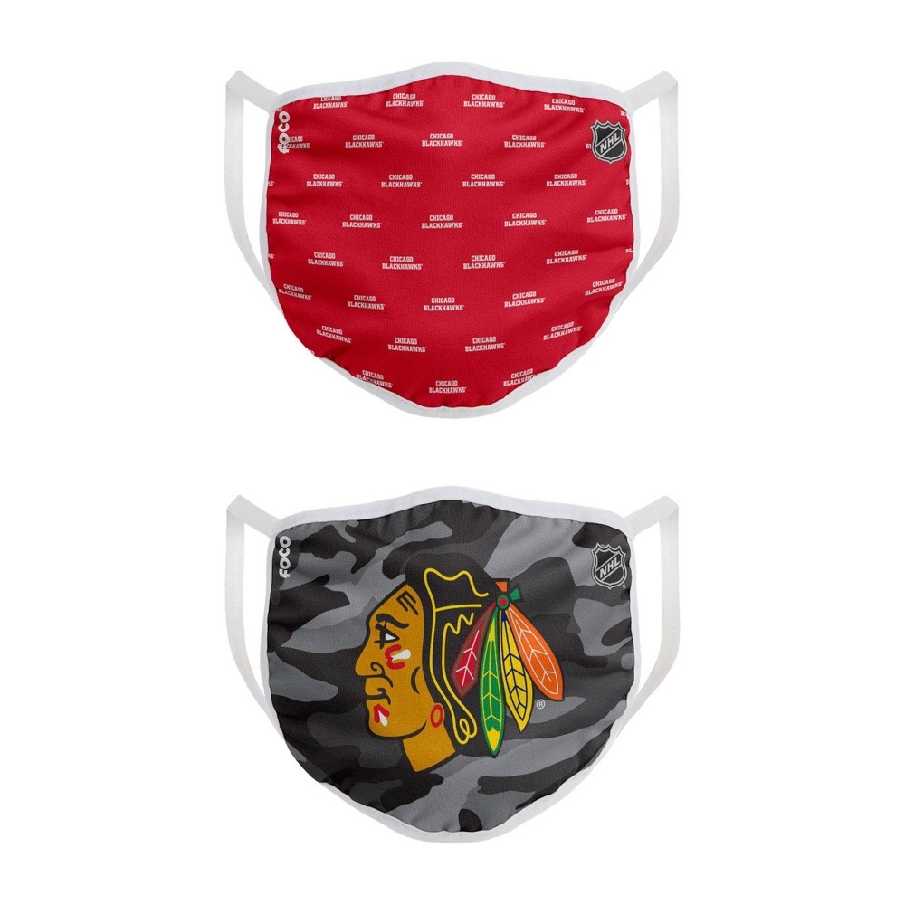 slide 2 of 3, NHL Chicago Blackhawks Adult Face Covering, 2 ct