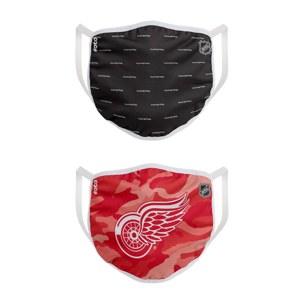 slide 2 of 3, NHL Detroit Red Wings Adult Face Covering, 2 ct