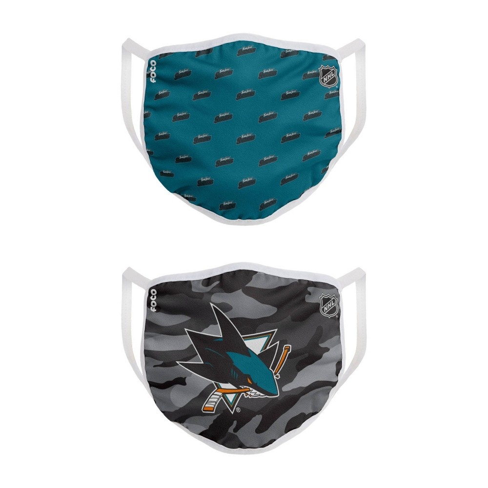 slide 2 of 3, NHL San Jose Sharks Adult Face Covering, 2 ct